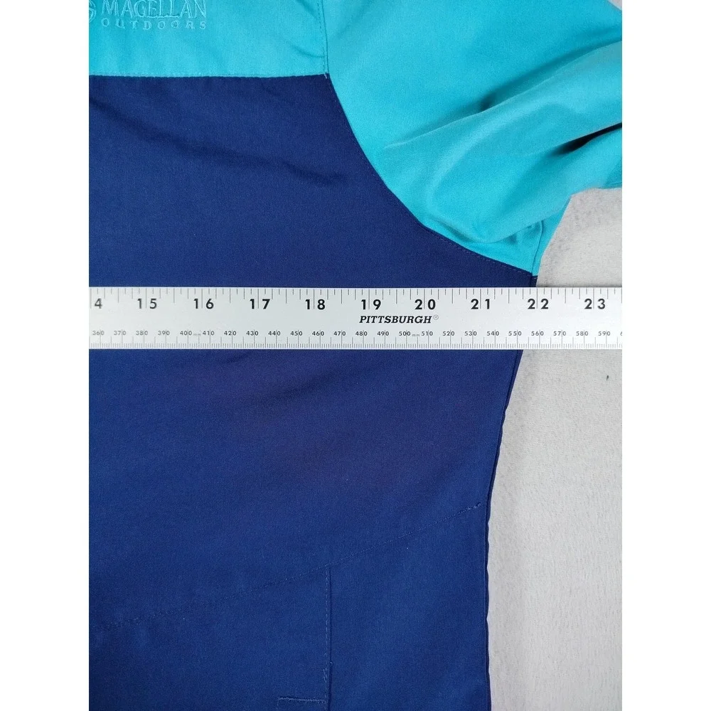 Magellan Outdoors Jacket Mens Small Blue Teal Hooded Fleece Lined Rain Coat